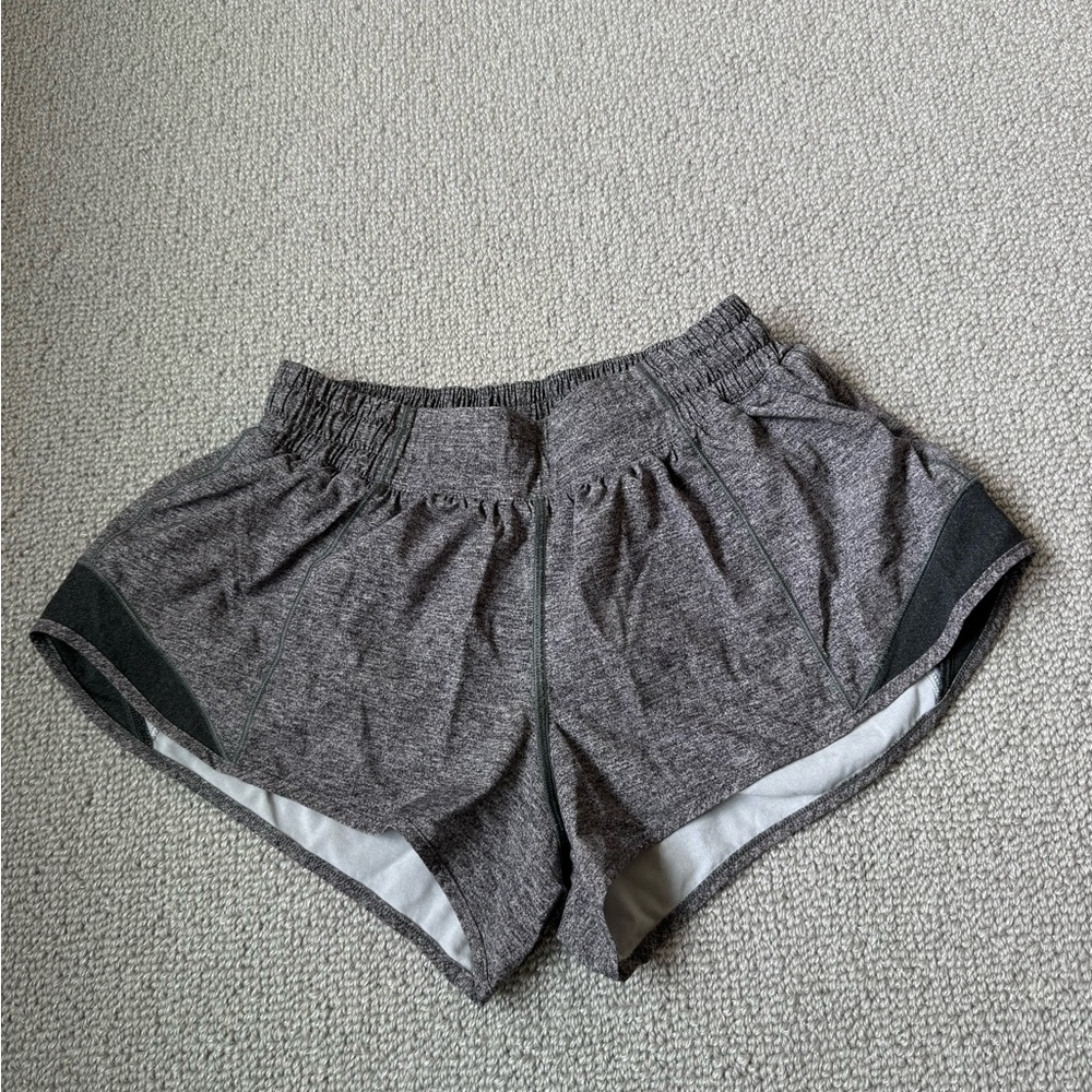 lululemon athletica Heathered Gray Athletic Shorts with Black Trim